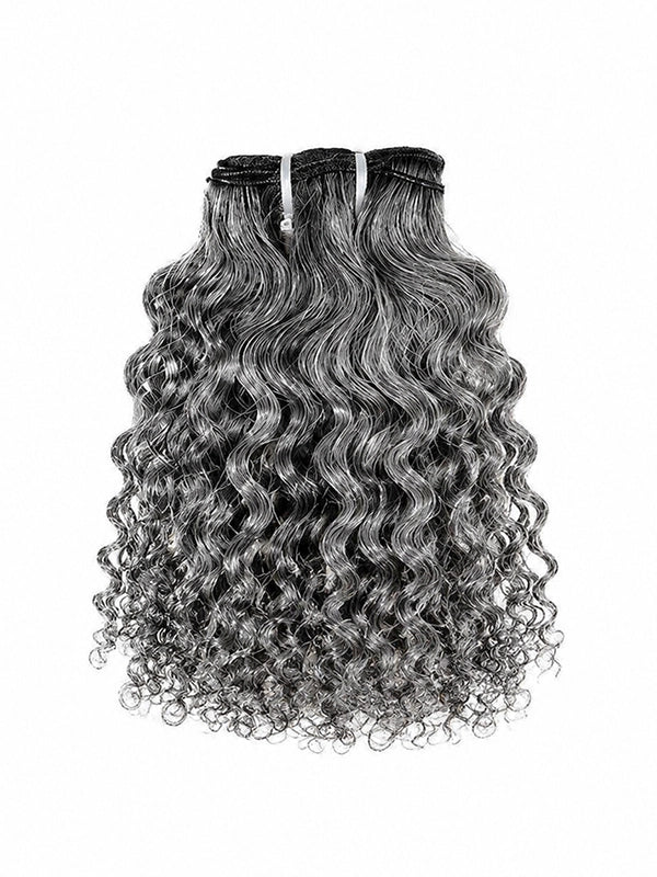 Luvwin Salt and Pepper Water Wave Hair Weft Curly Gray Hair Bundles 100% Human Hair