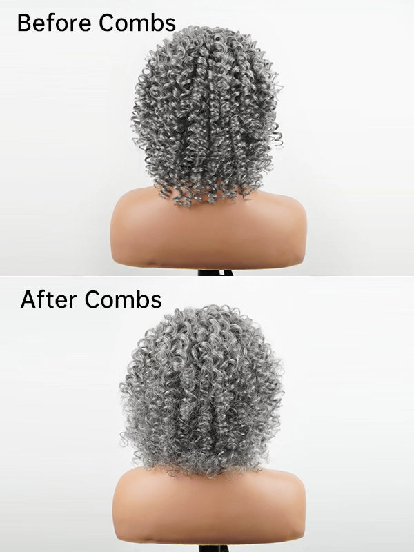 Luvwin 13x4 Salt & Pepper Bouncy Curls Glueless Grey Wig 100% Human Hair