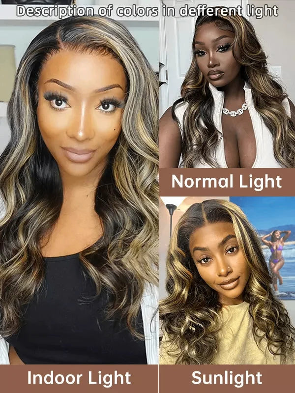 Luvwin 180% Densité Populaire Pré-Cut Highlight HD Lace Frontal Body Wave Perruque