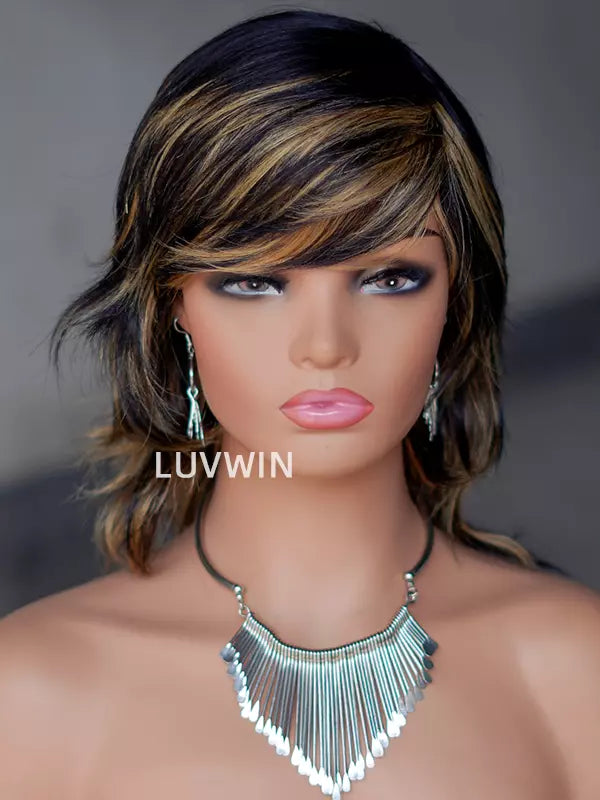 Luvwin Pixie Cut Perruques Pré-Plumées Hairline 100% Cheveux Humains Pour Femmes Noires