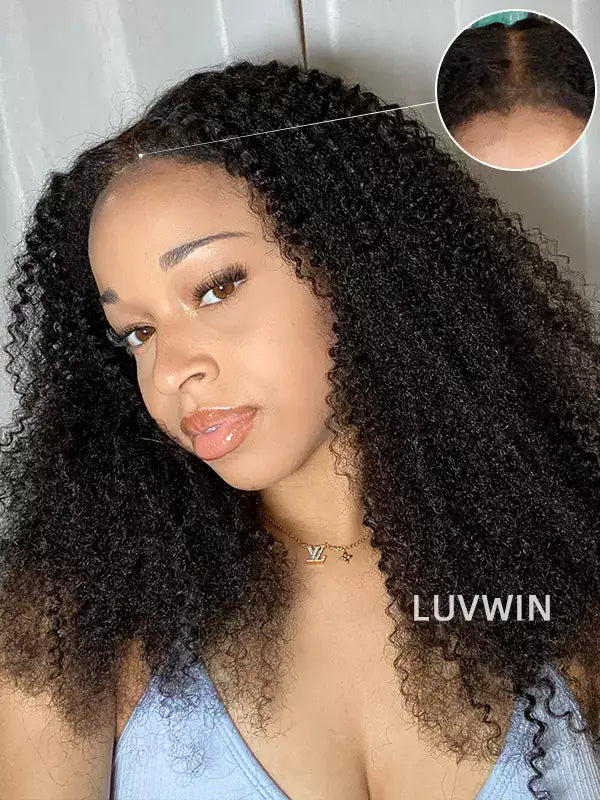 Bords 4C | Luvwin 180% Densité Réaliste Afro Kinky Edges Free Parting Indétectable Lace Front Wig | Inspiré d'Afro