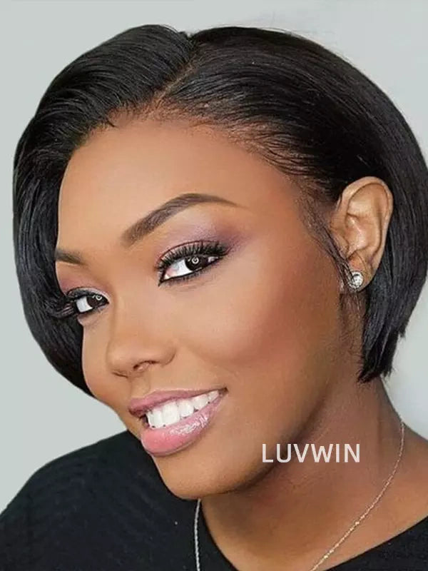Luvwin Pixie Cut Wigs Pre-Plucked Hairline 100% Human Hair For Black Women