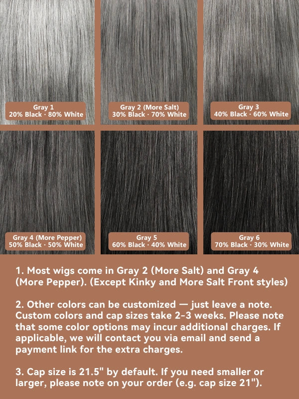 Luvwin Realistic 4C Edges Salt & Pepper More Salt Highlight Front Glueless Yaki Straight Wig