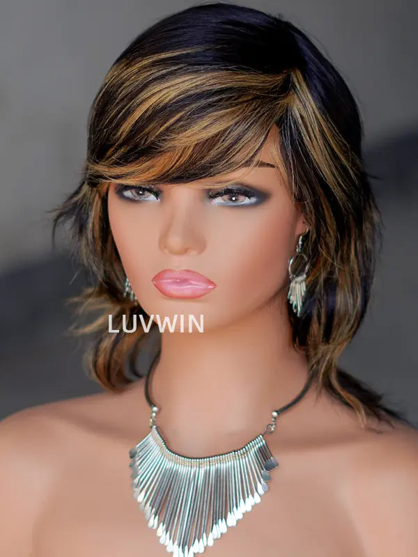 Luvwin Pixie Cut Perruques Pré-Plumées Hairline 100% Cheveux Humains Pour Femmes Noires