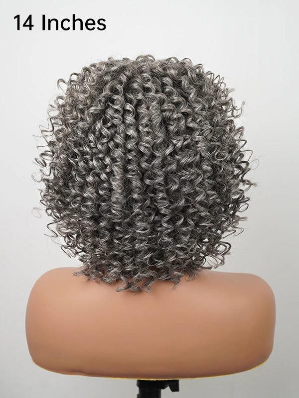 Luvwin Salt And Pepper Ringlet Curls Wig With Bangs