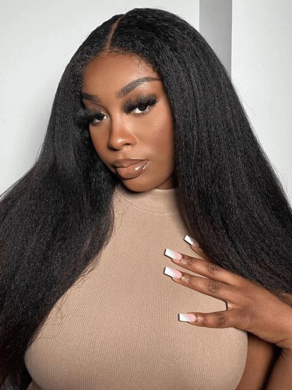 Luvwin Kinky Straight 5x5 Pre-cut Lace Closure Wig Human Hair Wig Beginner Friendly