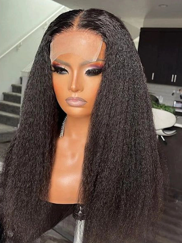 Luvwin Kinky Straight 5x5 Pre-cut Lace Closure Wig Human Hair Wig Beginner Friendly