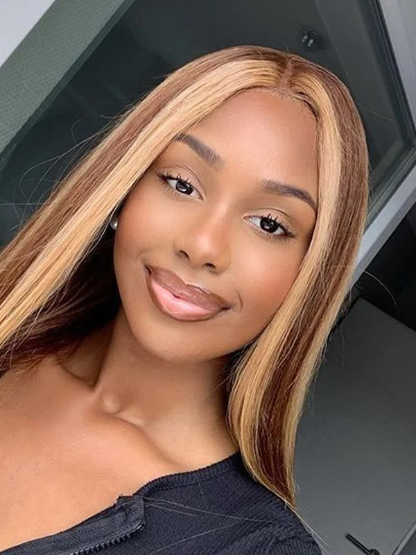 Luvwin 13x4 Pre-cut Lace Frontal Honey Blonde Highlight Color Human Hair Wig