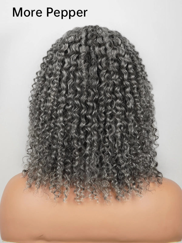 More Pepper silver grey curly wig back view showing natural curls and full volume, perfect for a chic everyday look