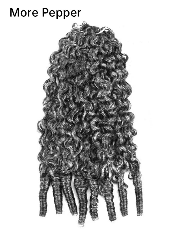 Luvwin Salt & Pepper Burmese Curly Human Hair Crochet Extensions