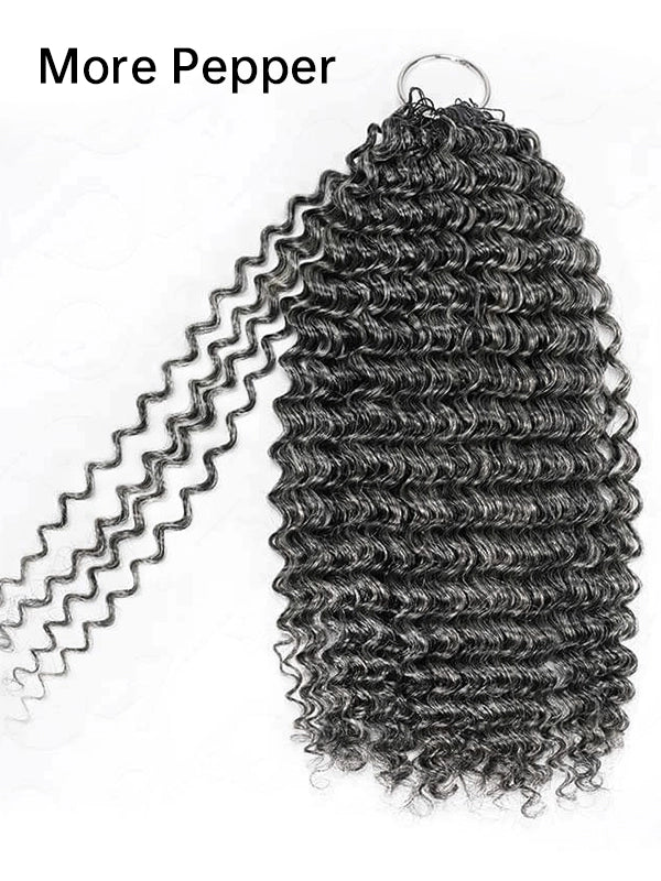 Luvwin Gray Crochet Hair 3 Packs Small Kinky Curly Human Hair Bundle Hair Extensions