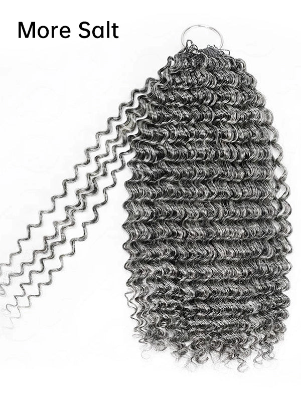 Luvwin Gray Crochet Hair 3 Packs Small Kinky Curly Human Hair Bundle Hair Extensions