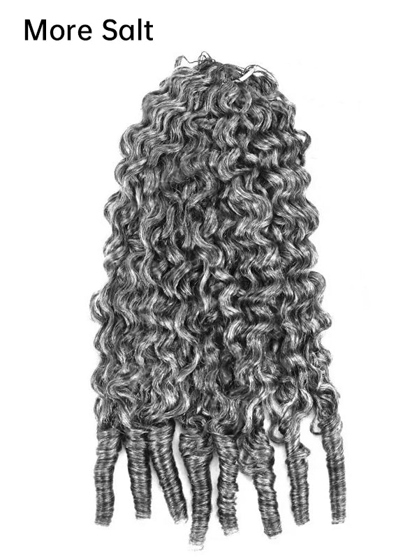 Luvwin Salt & Pepper Burmese Curly Human Hair Crochet Extensions