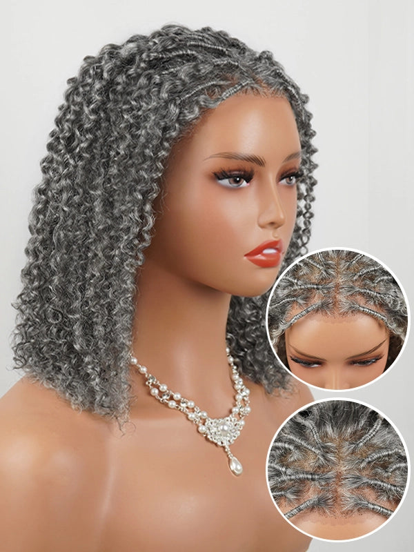 Luvwin Silver Grey Boho Twist Curly Human Hair Wigs For Black Women