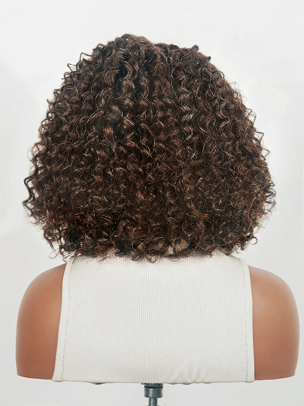 Luvwin Luvwin 5x5 Lace Dark Brown With Gray Water Wave Bob Human Hair Wig