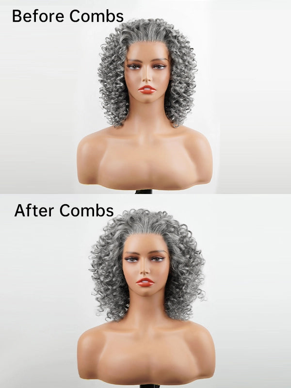 Luvwin 13x4 Salt & Pepper Bouncy Curls Glueless Grey Wig 100% Human Hair