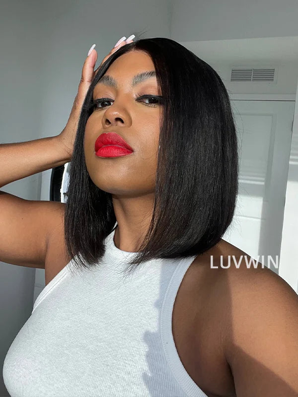Luvwin Aniyah Human Hair Bob Free Part Hairline Pre-cut Lace Front Pre-bleached 180% Density