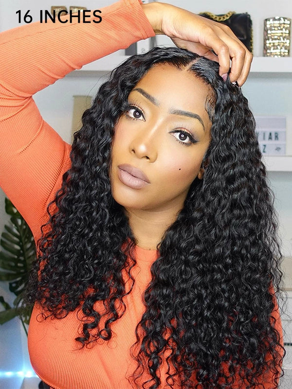 Luvwin 13x4 Water Wave Pre Cut HD Lace Pre Plucked Hairline Glueless 100% Human Hair Wig