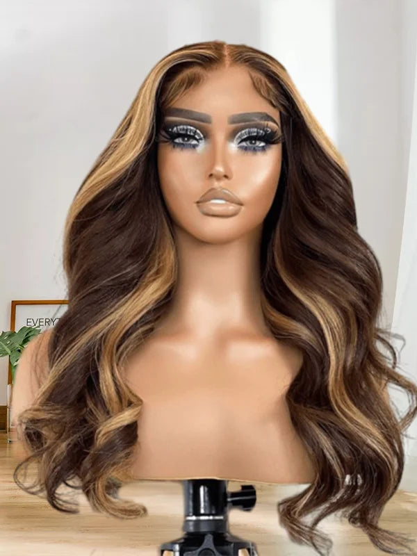 Luvwin Flawless Honey Blonde Highlight Color 13x4 Body Wave Lace Front Wigs Pre-Plucked