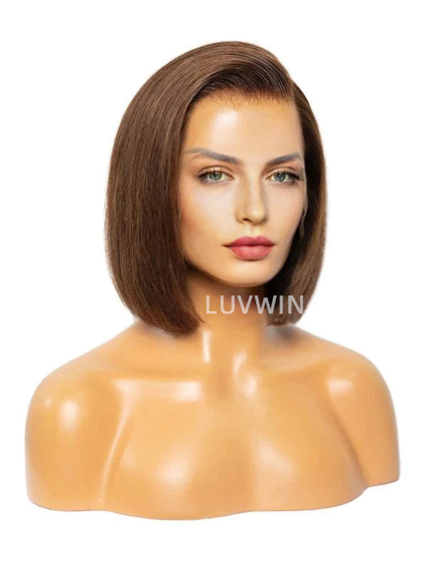 Luvwin 13x6 10inch Short Brown Bob Wig Side Part Lace Front Human Hair