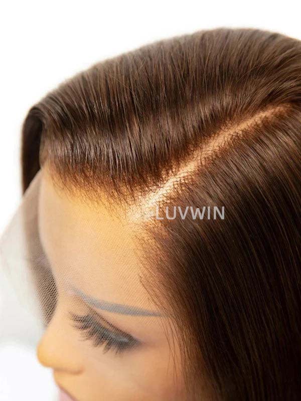 Luvwin 13x6 10inch Short Brown Bob Wig Side Part Lace Front Human Hair