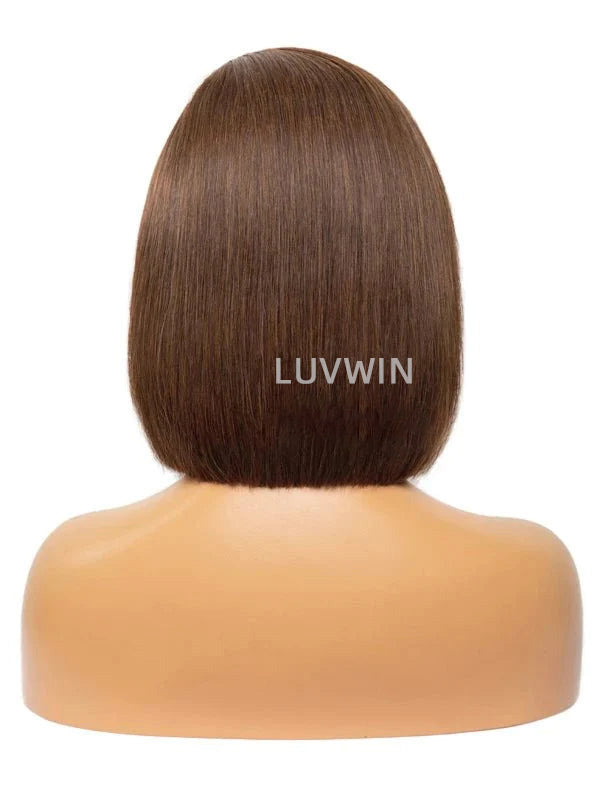 Luvwin 13x6 10inch Short Brown Bob Wig Side Part Lace Front Human Hair