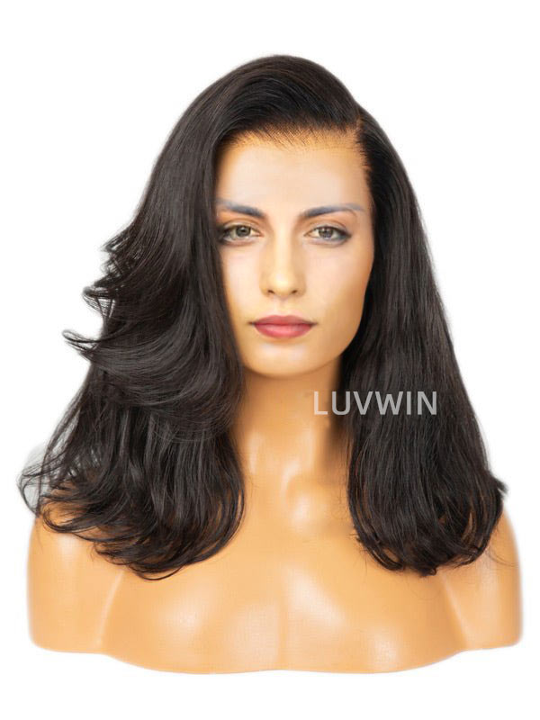 Luvwin Fashion Layered Side Part Bob Wig Natural Color Full Density