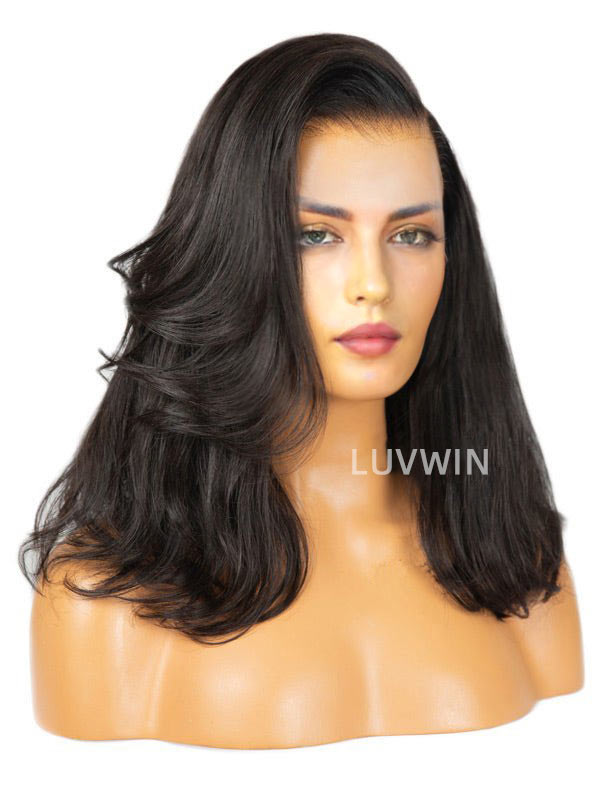 Luvwin Fashion Layered Side Part Bob Wig Natural Color Full Density