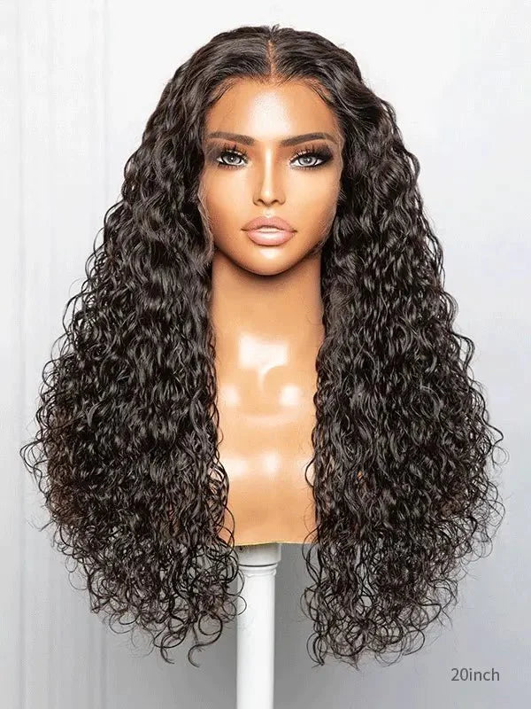 Luvwin 13x4&13x6 Pre-Plucked Curly Hair Wig Water Wave HD Pre-Cut Lace Bleached-Knots