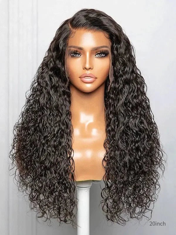 Luvwin 13x4&13x6 Pre-Plucked Curly Hair Wig Water Wave HD Pre-Cut Lace Bleached-Knots