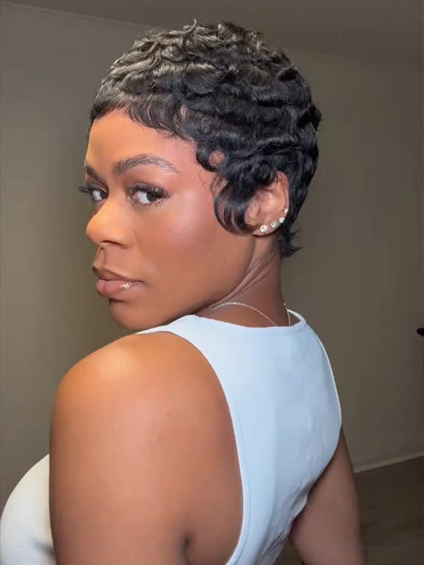 Luvwin Full Lace Short Pixie Cut Wig 100% Human Hair