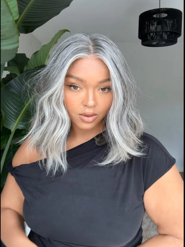 Luvwin 5x5 Closure Salt & Pepper Natural Wave Glueless Bob Wig