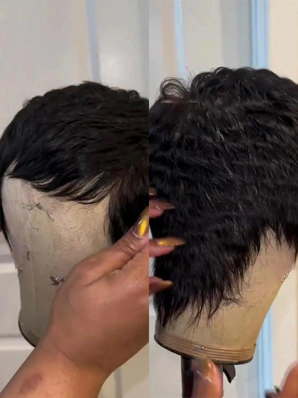 Luvwin Full Lace Short Pixie Cut Wig 100% Human Hair