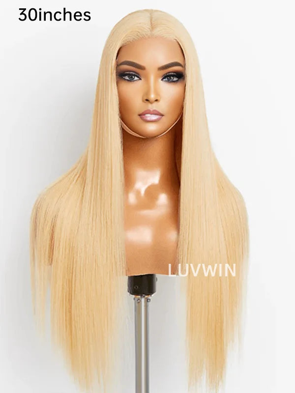 Luvwin 13x4 Pre-cut Lace 613 Blonde Color Silky Straight Wig 100% Human Hair