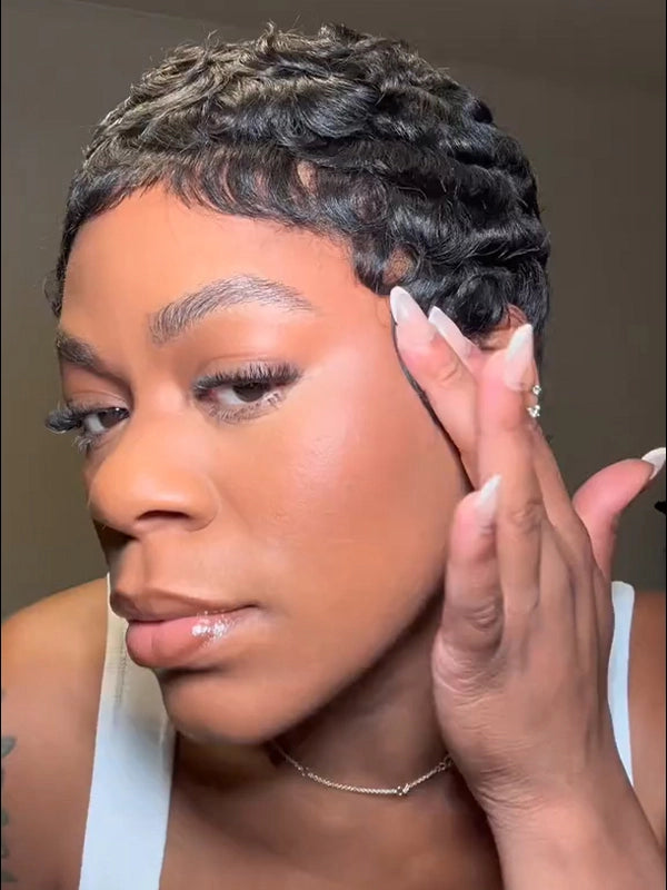 Luvwin Full Lace Short Pixie Cut Wig 100% Human Hair