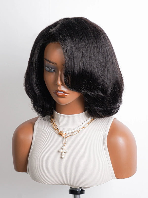 Luvwin 13x4 Short Layered Side Part Wavy Hair Lace Frontal Wig