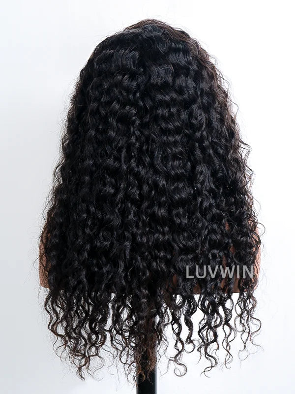 4C Edges | Luvwin 180% Density Water Wave Kinky Edges  Free Parting Undetectable Lace Front Wig | Afro Inspired