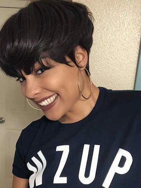 Luvwin Classic Pixie Cut Style With Layered Bangs For Black Women
