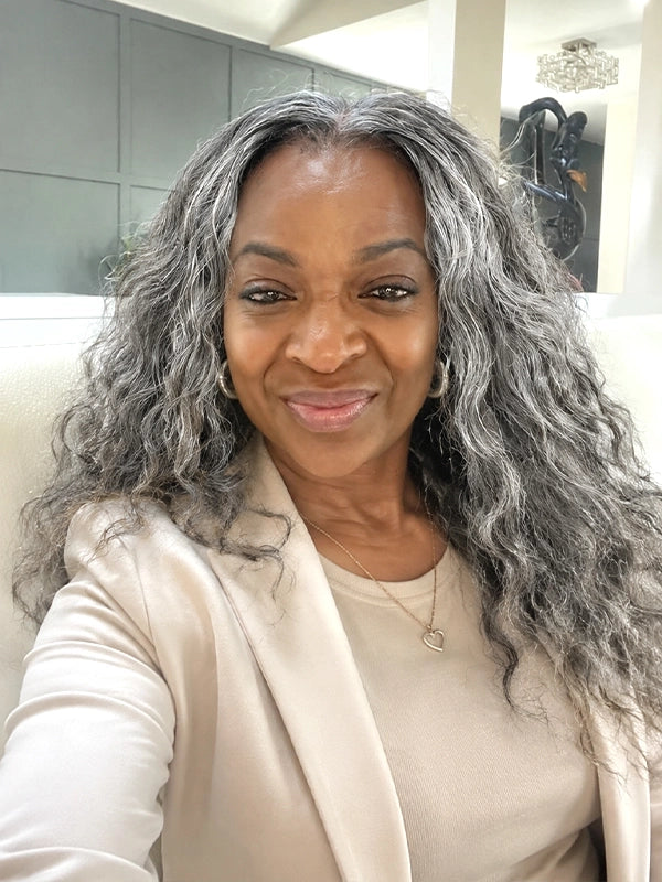 Luvwin Salt and Pepper Indian Wavy Natural Gray Human Hair Bundle Hair Extensions