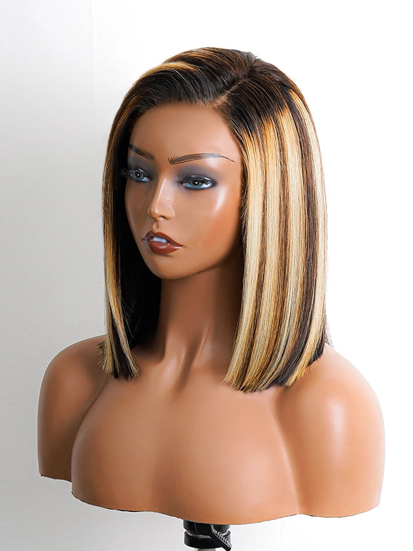 Luvwin P4/27 Mix Color Highlight Straight Lace Frontal Bob Wig