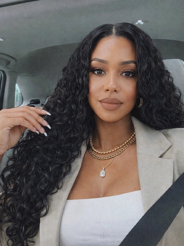 Luvwin 13x4&13x6 Pre-Plucked Curly Hair Wig Water Wave HD Pre-Cut Lace Bleached-Knots