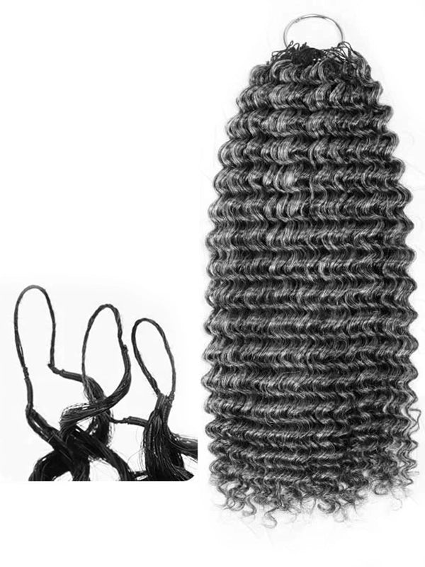 Luvwin Gray Crochet Hair 3 Packs Small Kinky Curly Human Hair Bundle Hair Extensions