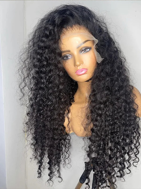 Luvwin 13x4 32Inches Curly Long Hair Wig Water Wave Pre-Cut Lace Bleached-Knots