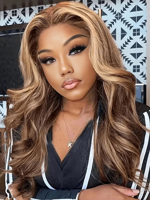 Luvwin Flawless Honey Blonde Highlight Color 13x4 Body Wave Lace Front Wigs Pre-Plucked