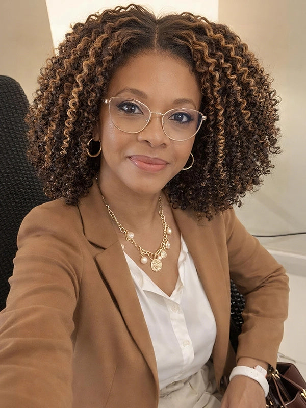 4C Edges | Luvwin 180%density Highlight Afro Curly 5x5 HD Glueless Undetectable Frontal Lace Wig