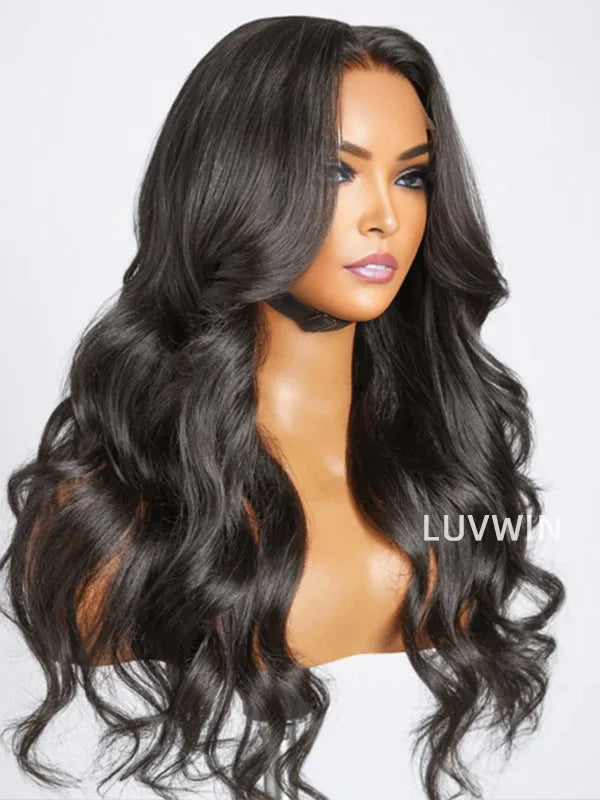Luvwin 13x6 &amp; 13x4 Luxe HD Invisible Lace Loose Wavy Free Part Hairline Wig With Bang