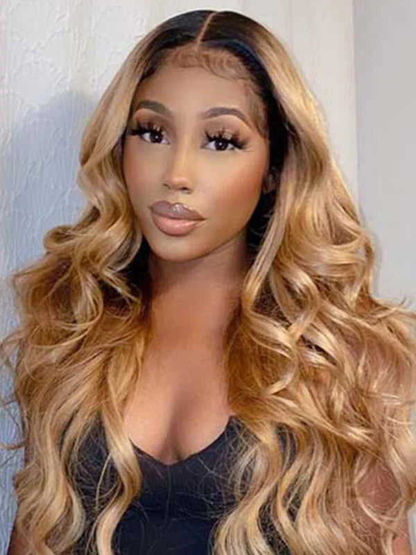 Luvwin Celebrity Vibe Ombre # 27 Highlight Color HD Lace Frontal Wavy Wig