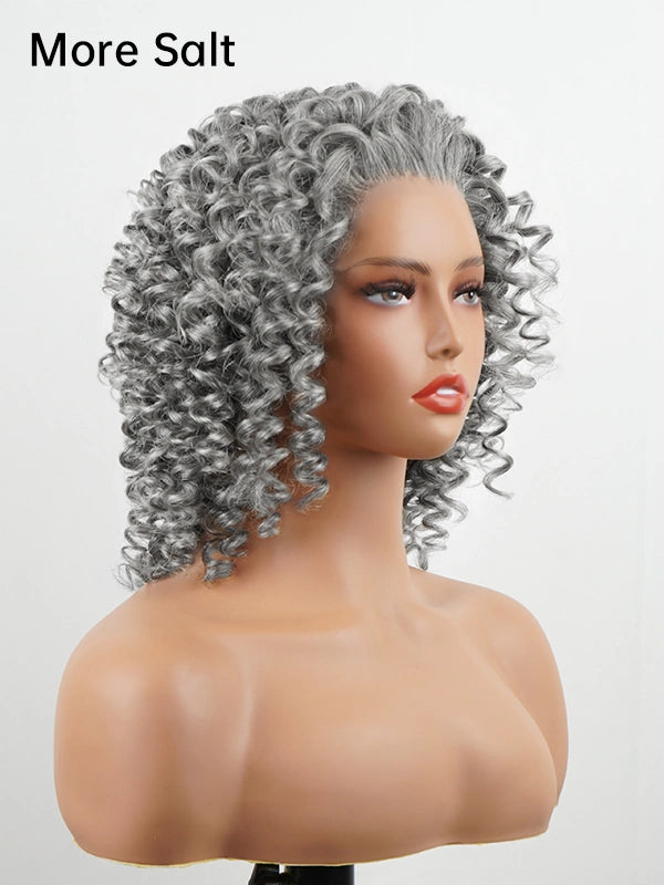 Luvwin 13x4 Glueless Salt & Pepper Bouncy Curls Wig