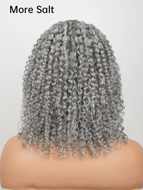 Luvwin Silver Grey Boho Twist Curly Human Hair Wigs For Black Women