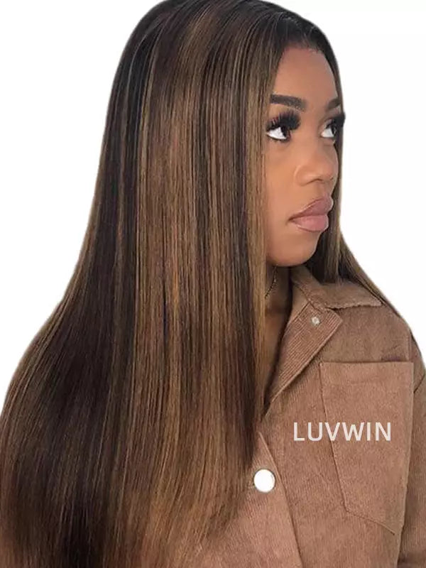 Luvwin 2/27 Highlight Color Silky Straight Wig Real Swiss 13x4&13x6 HD Frontal Wig